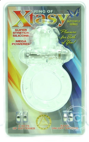 Ring Of Xtasy Butterfly Series Vibrating Cock Ring - Clear